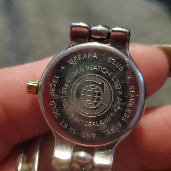 CYMA Oceana Club 14kt & Stainless Steel Womens Roman Numeral & Date Swiss Watch - Picture 7 of 8